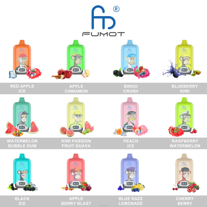 Fumot Digital Box 12000 vapeador desechable de 20 ml - (1 pieza) 408J130 | Fumot Vape Flavors hielo de uva