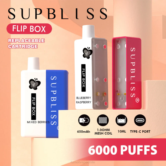 Fumot Supbliss Flip kit de vapeo reemplazable box 6000 - 10ml (1 pieza) 408J331 | Fumot Vape Chile hielo negro