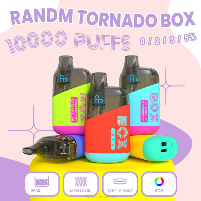 Fumot Tornado Caja de 10000 vape pods desechables - 20 ml (1 pieza) 408J367 | Fumot Tech hielo de energía roja