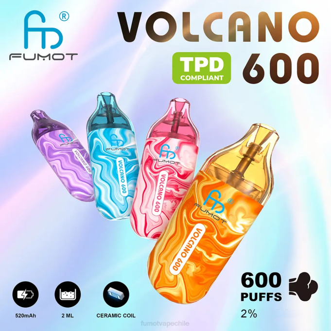 Fumot Volcano Vape desechable compatible con 600 tpd - 2 ml (juego de 3 piezas) 408J288 | Fumot Factory mango triple