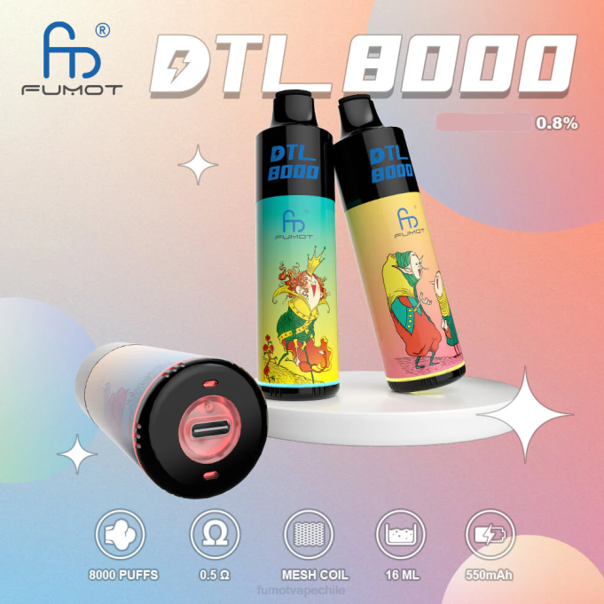 Fumot DTL Pluma vaporizador desechable 8000 - 16 ml (1 pieza) 408J413 | Fumot Vape Precio áloe uva