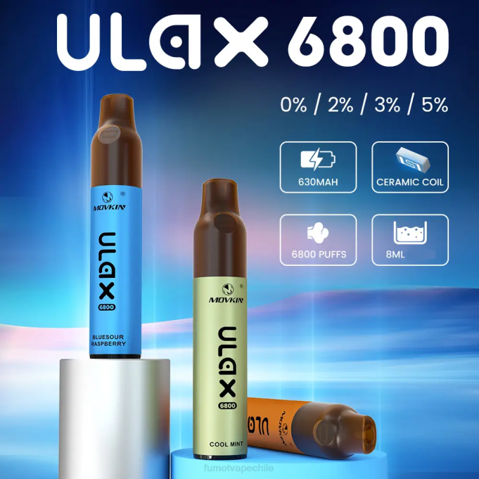 Fumot Movkin Ulax Vape desechable 6800, bobina de cerámica - 8 ml (1 pieza) 408J318 | Fumot Factory chicle de arándanos