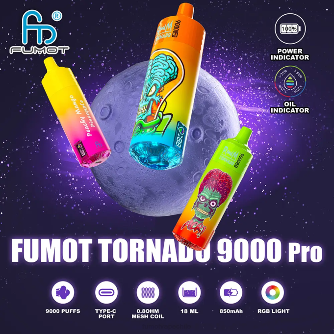 Fumot Tornado 1 pieza de vaporizador desechable 9000 pro de 18 ml 408J216 | Vaporizador Fumot uva