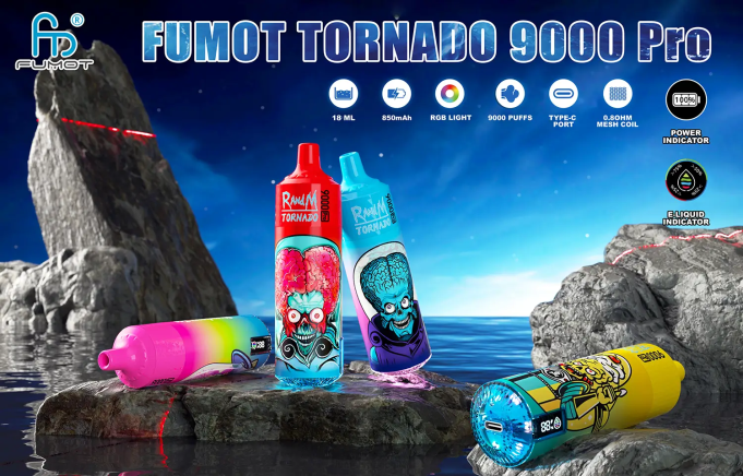 Fumot Tornado 1 pieza de vaporizador desechable 9000 pro de 18 ml 408J219 | Fumot Flavors kiwi maracuyá guayaba